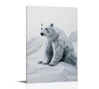 LXPPLSYY Toile de fond représentant un ours polaire fabriqué à partir de quelques formes géométriques remarquables contre un blanc arctique - Décoration murale moderne à suspendre - 60 x 90 cm