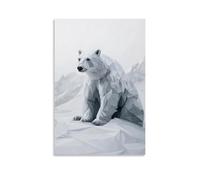 LXPPLSYY Toile de fond représentant un ours polaire fabriqué à partir de quelques formes géométriques remarquables contre un blanc arctique - Décoration murale moderne à suspendre - 60 x 90 cm