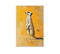 LXPPLSYY Une suricate se tient debout sur un fond jaune sablonneux, l'alerte de la Reine des Neiges avec des ombres aussi pointues que l'instinct. Décoration murale moderne à suspendre, 60 x 90 cm