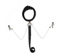 LxPxP Collier BDSM avec pinces à seins et laisse - collier réglable en cuir avec rembourrage doux en peluche, accessoire de bondage érotique pour couples, hommes et femmes