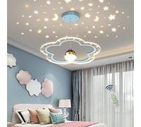 Lxq LED Ciel Étoilé Lustre Fleur Design Chambre d'enfant Lampe Suspendues Dimmable Salle à Manger Suspension Garçon Fille Lampes Table Pendentif Intérieur Éclairage Lumières,Bleu,40cm