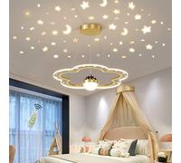 Lxq LED Ciel Étoilé Lustre Fleur Design Chambre d'enfant Lampe Suspendues Dimmable Salle à Manger Suspension Garçon Fille Lampes Table Pendentif Intérieur Éclairage Lumières,d'or,50cm