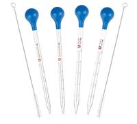 LXQ Pipettes en Verre 4 Pièces Pipette Graduée 5ML 10ML Pipette Compte Goutte avec Pinceau Propre Compte-Gouttes Réutilisable pour Laboratoire, Chimie, Industrie, Cosmétique Transparent