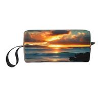 LXqlSS Beach Maui Hawaii Sunset Sea Waves Clouds Trousse de maquillage portable pour femme Sac de rangement de voyage Sac de réception quotidienne Grande capacité Trousse de toilette, blanc, One Size