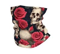 LXqlSS Cache-cou avec imprimé rose et tête de mort, écharpe rafraîchissante au soleil, cagoule bandana pour homme et femme