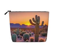 LXqlSS Cactus Desert Sunsets Print Faux Chanvre Sac de Maquillage Trousse de Toilette Voyage Accessoires de Maquillage Cosmétique Pratique, noir, One Size