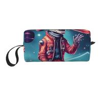 LXqlSS Cool Man in Outer Space Galaxy Sacs à cosmétiques pour femmes Trousse de maquillage portable Sac de rangement de voyage Sac de réception quotidienne Grande capacité Trousse de toilette, blanc,