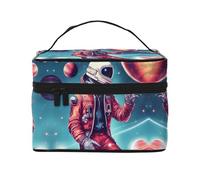 LXqlSS Cool Man in Outer Space Galaxy Trousse de maquillage portable de voyage pour femme, organiseur de maquillage à fermeture éclair, en cuir PU, lavable et imperméable, noir, One Size