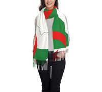 LXqlSS Écharpe pour femme avec motif carte de l'Algérie - Tendance - Noël - Hiver - Longue écharpe avec pompons, noir, taille unique
