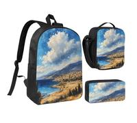 LXqlSS Ensemble de 3 sacs à dos avec sac à dos et trousse à crayons Motif palmiers tropicaux pour un usage quotidien