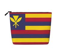 LXqlSS Faux sac de maquillage en chanvre imprimé drapeau du royaume d'Hawaï, trousse de toilette de voyage, accessoires de maquillage cosmétiques pratiques, noir, One Size