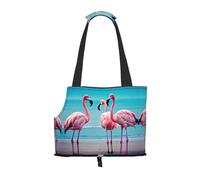 Lxqlss Flamingo Beach Sac à bandoulière élégant et portable pour animaux de compagnie - Sac fourre-tout pour petits chiens - Sac fourre-tout pour animaux de compagnie, sac à bandoulière pour animaux