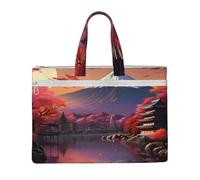LXqlSS Grand sac fourre-tout en toile avec compartiment, imprimé paysage du Japon Mount Fuji pour femme, sac fourre-tout de travail utilitaire avec compartiment, enseignant, quotidien