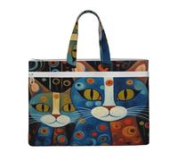 LXqlSS Grand sac fourre-tout en toile avec compartiment, motif chat de dessin animé, pour femme, sac fourre-tout de travail utilitaire avec compartiment, enseignant, quotidien