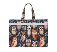 LXqlSS Grand sac fourre-tout en toile avec compartiment, motif chouette, lapin, oiseau, renard, pour femme, sac fourre-tout de travail utilitaire avec compartiment, enseignant, quotidien