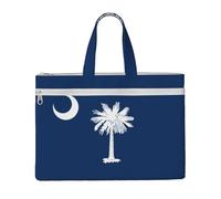 LXqlSS Grand sac fourre-tout en toile avec compartiment, motif drapeau de la Caroline du Sud, pour enseignant, quotidien
