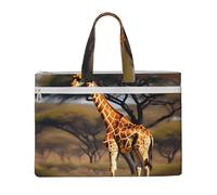 LXqlSS Grand sac fourre-tout en toile avec compartiment, motif girafe d'Afrique, arbre majestueux pour femme, sac fourre-tout de travail utilitaire avec compartiment, enseignant, quotidien