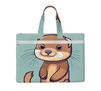 LXqlSS Grand sac fourre-tout en toile avec compartiment, motif loutres mignonnes de dessin animé, pour femme, pour enseignant, quotidien
