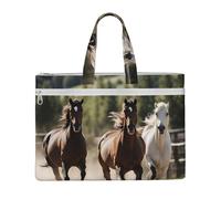 LXqlSS Grand sac fourre-tout en toile avec compartiment pour femme, motif chevaux qui courent, pour enseignant, quotidien