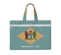 LXqlSS Grand sac fourre-tout en toile imprimé drapeau du Delaware pour femme, fourre-tout de travail utilitaire avec compartiment, enseignant, quotidien