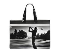 LXqlSS Grand sac fourre-tout en toile imprimé golf noir et blanc pour femme, fourre-tout de travail utilitaire avec compartiment, enseignant, quotidien