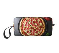 LXqlSS Grande trousse de maquillage portable pour pizza, sac de rangement de voyage, sac de réception quotidienne, trousse de toilette de grande capacité, blanc, One Size