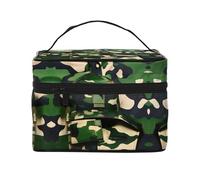 LXqlSS Green Army Trousse de maquillage numérique camouflage portable pour femme, trousse de maquillage à fermeture éclair en cuir PU, lavable, imperméable, noir, noir, One Size