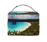 LXqlSS Island of Cuba Trousse de maquillage portable de voyage pour femme, fermeture éclair, organiseur de maquillage en cuir synthétique, lavable et imperméable, noir, One Size