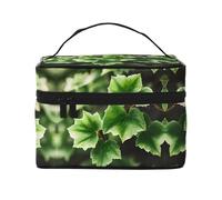 LXqlSS Ivy Blossoms Trousse de maquillage portable de voyage pour femme avec fermeture éclair en cuir synthétique lavable et imperméable, noir, One Size