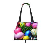 Lxqlss Sac à bandoulière élégant et portable pour animaux de compagnie - Œufs de Pâques colorés - Sac fourre-tout pour petits chiens - Sac fourre-tout pour animaux de compagnie