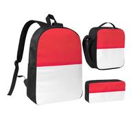LXqlSS Sac à dos imprimé drapeau indonésien pour un usage quotidien, 3 pièces avec boîte à déjeuner et trousse à crayons