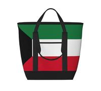 LXqlSS Sac de plage avec motif drapeau du Koweït pour femme, grand sac de courses isotherme avec poche zippée, sac à main en toile, noir, Taille unique