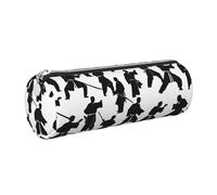 LXqlSS Silhouettes of Martial Arts Martiaux Trousse en cuir avec fermeture éclair pour stylos à bille et stylos à bille
