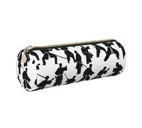 LXqlSS Silhouettes of Martial Arts Martiaux Trousse en cuir avec fermeture éclair pour stylos à bille et stylos à bille