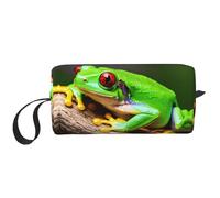 LXqlSS Trousse de maquillage portable avec yeux rouges et grenouilles d'arbre pour femme, sac de rangement de voyage, sac de réception quotidienne, trousse de toilette de grande capacité, blanc, One