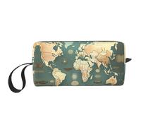 LXqlSS Trousse de maquillage rétro avec carte du monde pour femme - Sac de rangement de voyage - Grande capacité, blanc, One Size