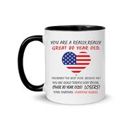 LXQM Mug « You're A Great 80 Year Old », cadeau d'anniversaire pour femme, cadeau de 80e anniversaire pour homme, tasse à café fantaisie de 325 ml, idée cadeau d'anniversaire pour papa, maman,