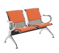 LXRHLIKG Banc Acier Salle D'attente, Banc D'attente Airport, Chaises D'attente Robustes 2 Places en PU avec Accoudoirs et Dossier, pour Salon, Hôpital, Banque(Orange)