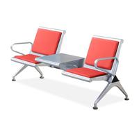 LXRHLIKG Banc de Salle D'attente 2 Places, Banc avec Accoudoirs Airport en PU avec Table Basse et Accoudoirs, Chaises de Réception pour Bureaux, Aéroports, Banques, Hôpitaux(Red)