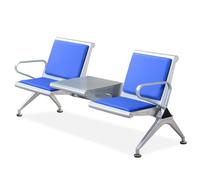 LXRHLIKG Banc de Salle D'attente 2 Places, Banc avec Accoudoirs Airport en PU avec Table Basse et Accoudoirs, Chaises de Réception pour Bureaux, Aéroports, Banques, Hôpitaux(Blue)