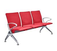LXRHLIKG Banc de Salle D'attente 3 Places, Chaises D'attente Robustes avec Accoudoirs, Chaise d'accueil en Polyuréthane pour Aéroport, Marché, Banque, Hôpital, École, Coiffeur(Red)