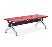 LXRHLIKG Banc de Salle D'attente, Banc Acier Salle D'attente 3 Places, Chaise d'accueil, Assise en Polyuréthane, pour Cliniques, Aéroports, Hôpitaux, Coiffeurs, Banques et Bureaux(Red)