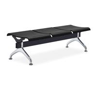 LXRHLIKG Banc de Salle D'attente, Banc Acier Salle D'attente 3 Places, Chaise d'accueil, Assise en Polyuréthane, pour Cliniques, Aéroports, Hôpitaux, Coiffeurs, Banques et Bureaux(Black)