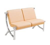 LXRHLIKG Banc de Salle D'attente, Chaises de Réception 3 Places en PU, Chaise de Conférence en Acier pour Bureaux, Aéroports, Cliniques, Hôpitaux, Banques, Salons de Coiffure(Beige)