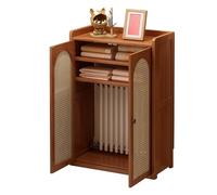 LXRHLIKG Cache-radiateur, Cache Radiateur Ajustable, Meuble Radiateur Décoratif en Bambou avec Étagères Réglables, Meuble de Rangement pour Routeur Wi-FI en Rotin