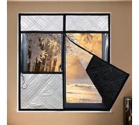 LXRHLIKG Film Isolant Thermique Fenetre avec Film EVA Transparent et Feuille D'aluminium, Film Thermique Fenetre, Crochets de Rangement Inclus, Installation sans Perçage(180x180cm/71x71in)