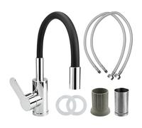 LxsNyvantic Mitigeur Cuisine 360° Rotatif - Robinet Évier Pivotant en Alliage de Zinc avec Cartouche Céramique, Eau Chaude & Froide, Aérateur Filtrant, Avec 2 Tuyaux Flexibles Inox, Installation Facil