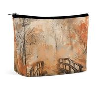 LXTDPBK Trousse de maquillage de voyage étanche - Motif citron dessiné à la main - Trousse de toilette portable de grande capacité avec fermeture éclair pour homme et femme, Art du pont en bois,