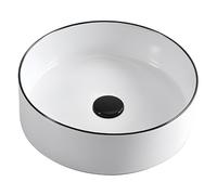 LXTEDJ Lavabo De Salle De Bain En Céramique De Style Moderne, Blanc Vasque À Poser, Adapté Aux Vestiaires, À La Coiffeuse De Salle De Bain, Rond-40X40X12CM