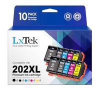 LxTek 202xl Cartouches d'encre Compatible pour Epson XP-6100 XP-6000 XP-6005 XP-6105 XP-6001 (2 Noir, 2 Cyan, 2 Magenta, 2 Jaune, 2 Photo Noir, 10 Pack)